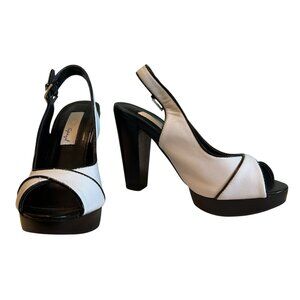NEW (NWOT) vintage Spiegel white leather platform slingbacks sz 5